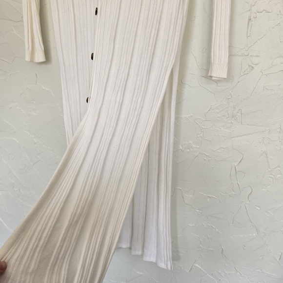 Free People Ribbed Long White Cream Cardigan - Picture 4 of 12